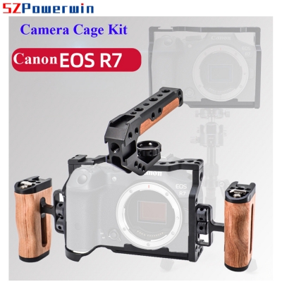 Camera Cage For Canon EOS R7 with wooden Handgrid Handle Kit