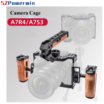 Camera Cage For Sony A7R4 A7S3 A7M4 A74 with wooden Handle Kit