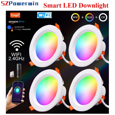 Powerwin WiFi Smart RGB Down Light Downlight 15W 9W 7W 5W LED Spot Ceiling Lamp 